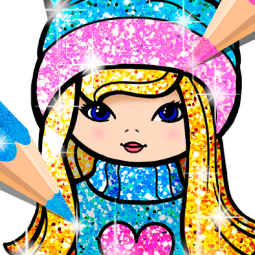Girls Coloring Book Glitter